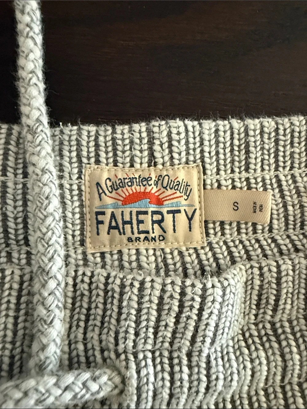Faherty Light Gray Knit Drawstring Athletic Shorts